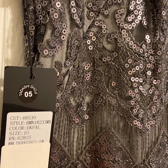 TADASHI SHOJI BERA SEQUIN EMBROIDERED DRESS Size 10 NWT Wedding Cocktail Silver - Picture 12 of 16